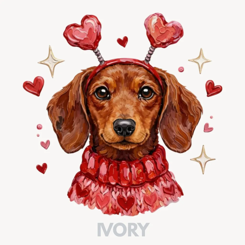 V02 - Dachshund Heart Headband Ivory_Blank.webp