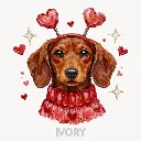V02 - Dachshund Heart Headband Ivory_Blank.webp