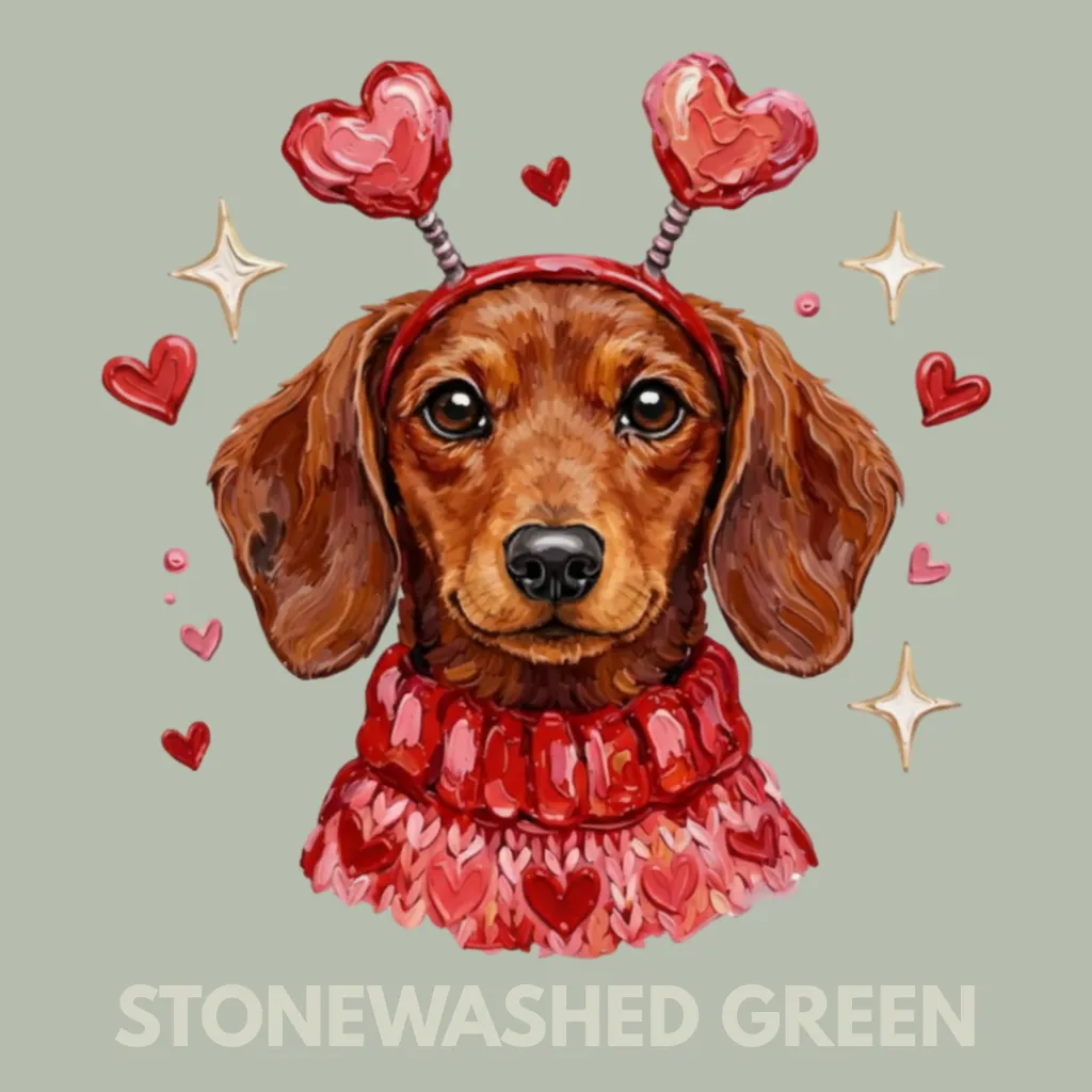 V02 - Dachshund Heart Headband StonewashedGreen_Blank.webp