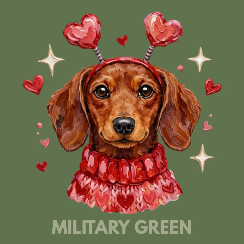 V02 - Dachshund Heart Headband MilitaryGreen_Blank.webp