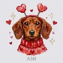 V02 - Dachshund Heart Headband Ash_Blank.webp