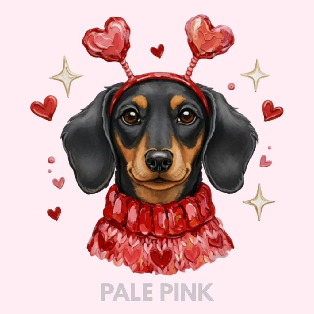 V03 - Dachshund Heart Headband Black and Tan PalePink_Blank.webp