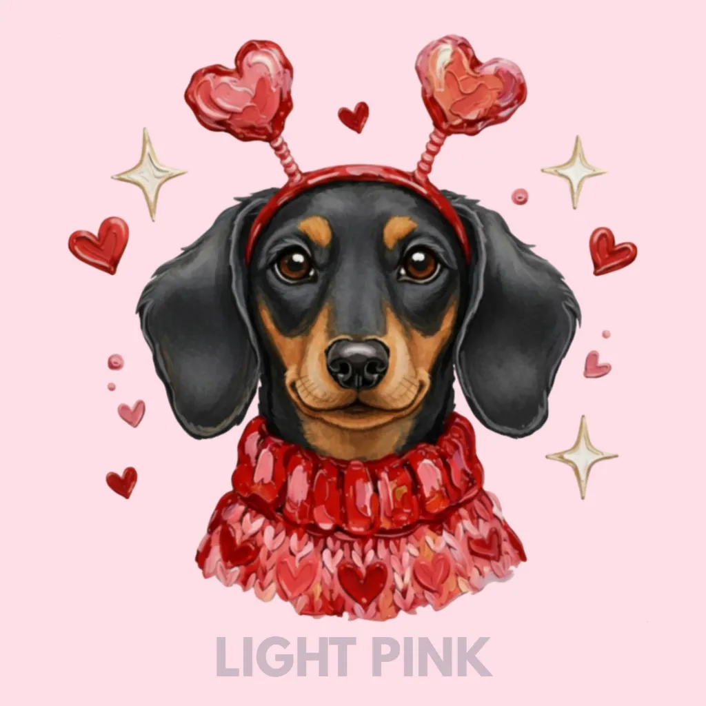 V03 - Dachshund Heart Headband Black and Tan LightPink_Blank.webp