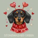 V03 - Dachshund Heart Headband Black and Tan StonewashedGreen_Blank.webp