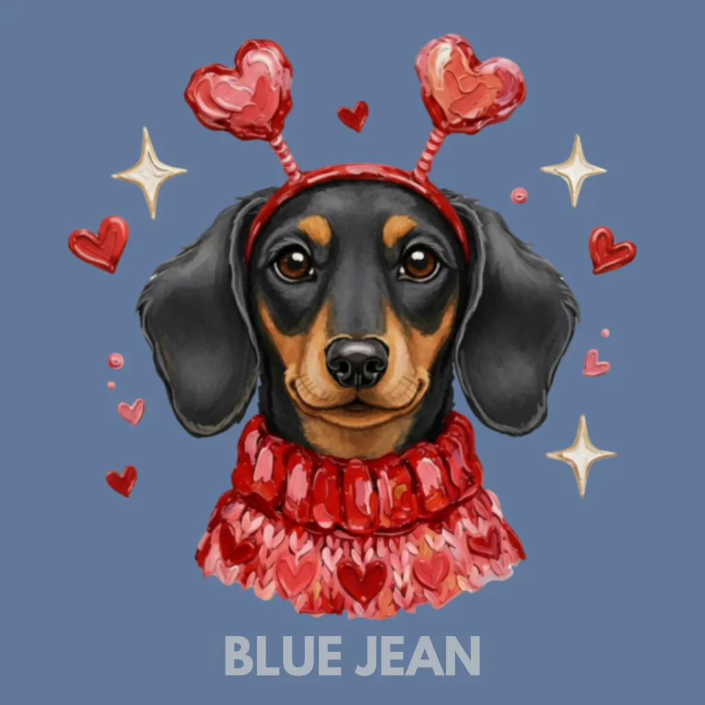 V03 - Dachshund Heart Headband Black and Tan BlueJean_Blank.webp