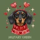 V03 - Dachshund Heart Headband Black and Tan MilitaryGreen_Blank.webp