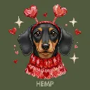 V03 - Dachshund Heart Headband Black and Tan Hemp_Blank.webp