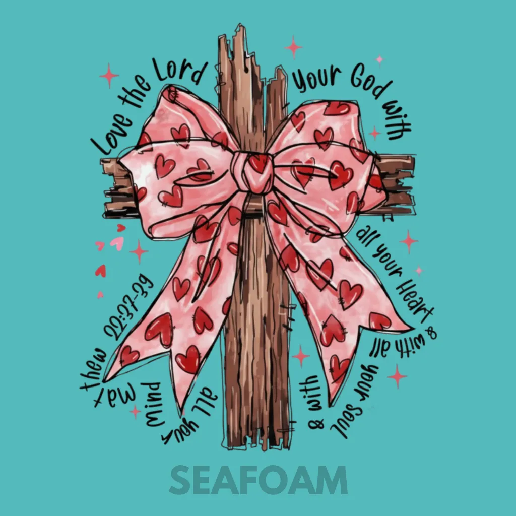 V07 - Matthew 22 Cross with bow Seafoam_Blank.webp