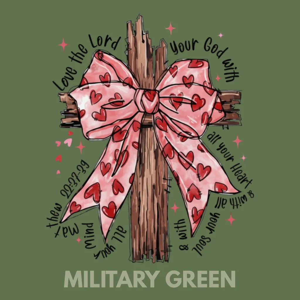 V07 - Matthew 22 Cross with bow MilitaryGreen_Blank.webp