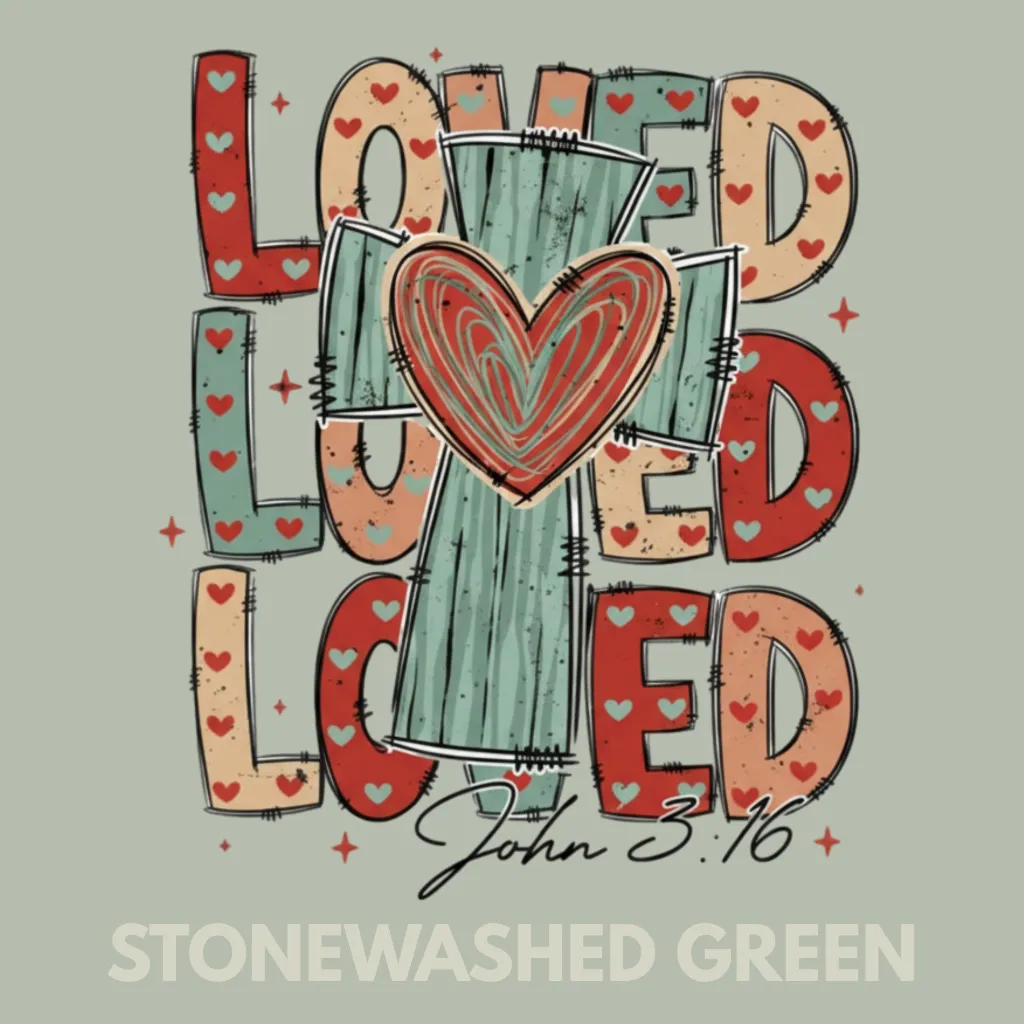 V09 - x3 Love with Cross John 3_16 StonewashedGreen_Blank.webp
