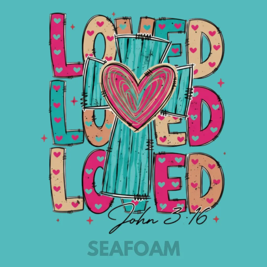 V10 - x3 Love with Cross John 3_16 BRIGHT TEAL and PINKS Seafoam_Blank.webp