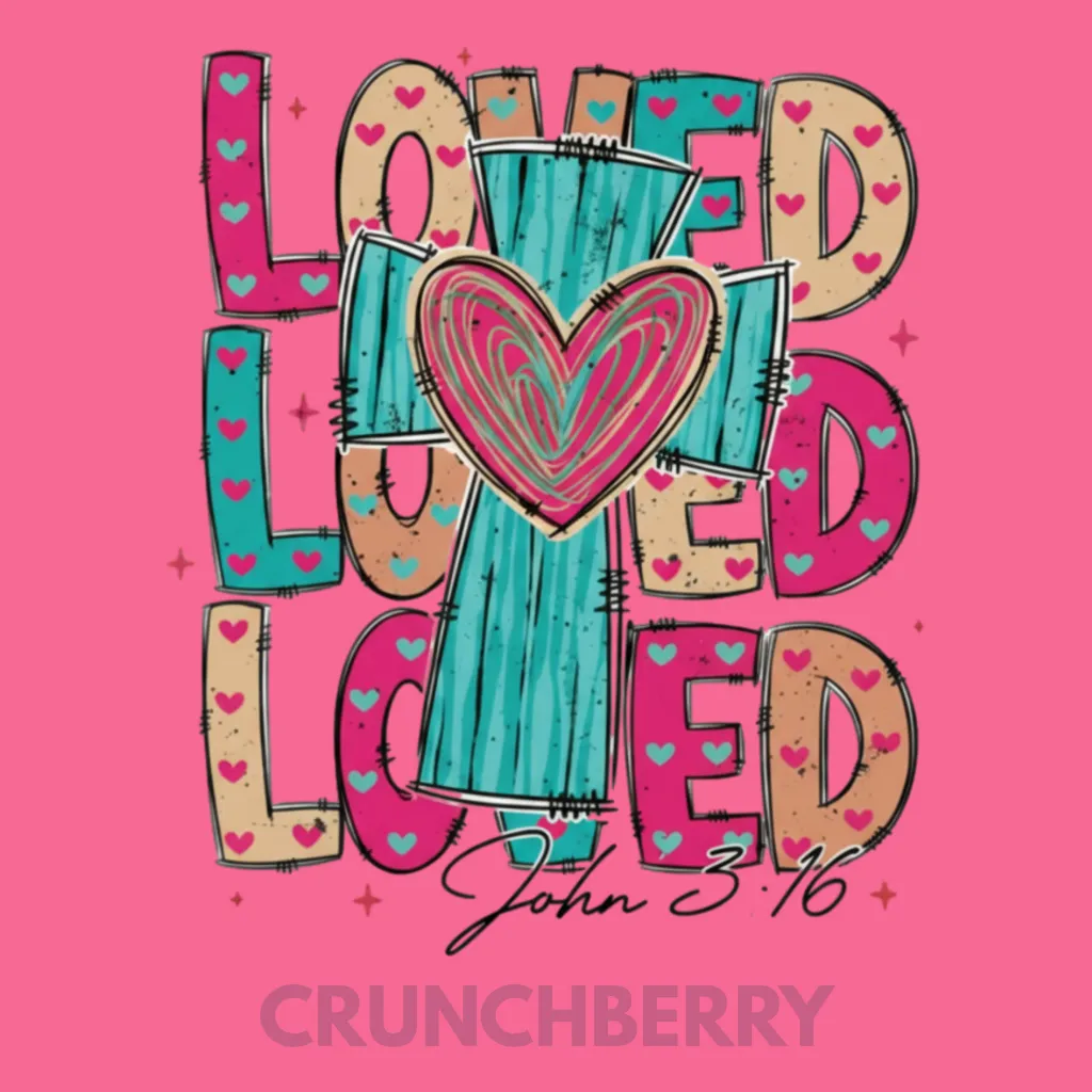V10 - x3 Love with Cross John 3_16 BRIGHT TEAL and PINKS Crunchberry_Blank.webp
