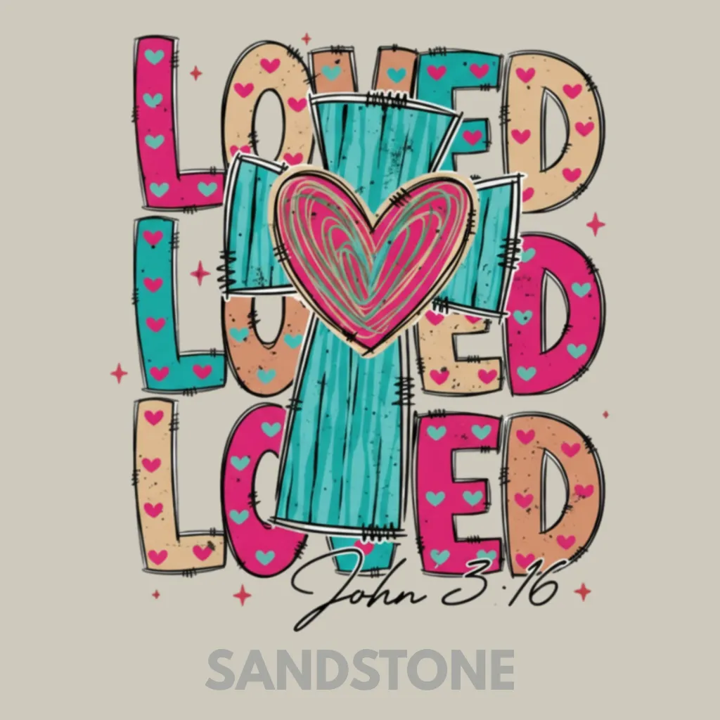 V10 - x3 Love with Cross John 3_16 BRIGHT TEAL and PINKS Sandstone_Blank.webp