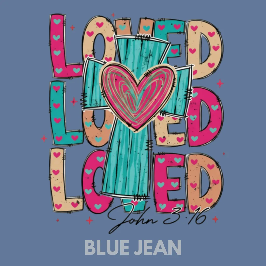 V10 - x3 Love with Cross John 3_16 BRIGHT TEAL and PINKS BlueJean_Blank.webp