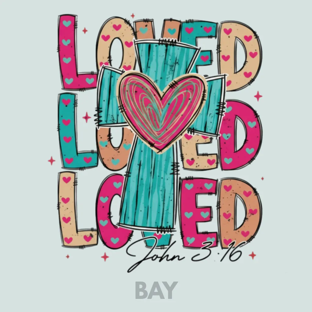 V10 - x3 Love with Cross John 3_16 BRIGHT TEAL and PINKS Bay_Blank.webp