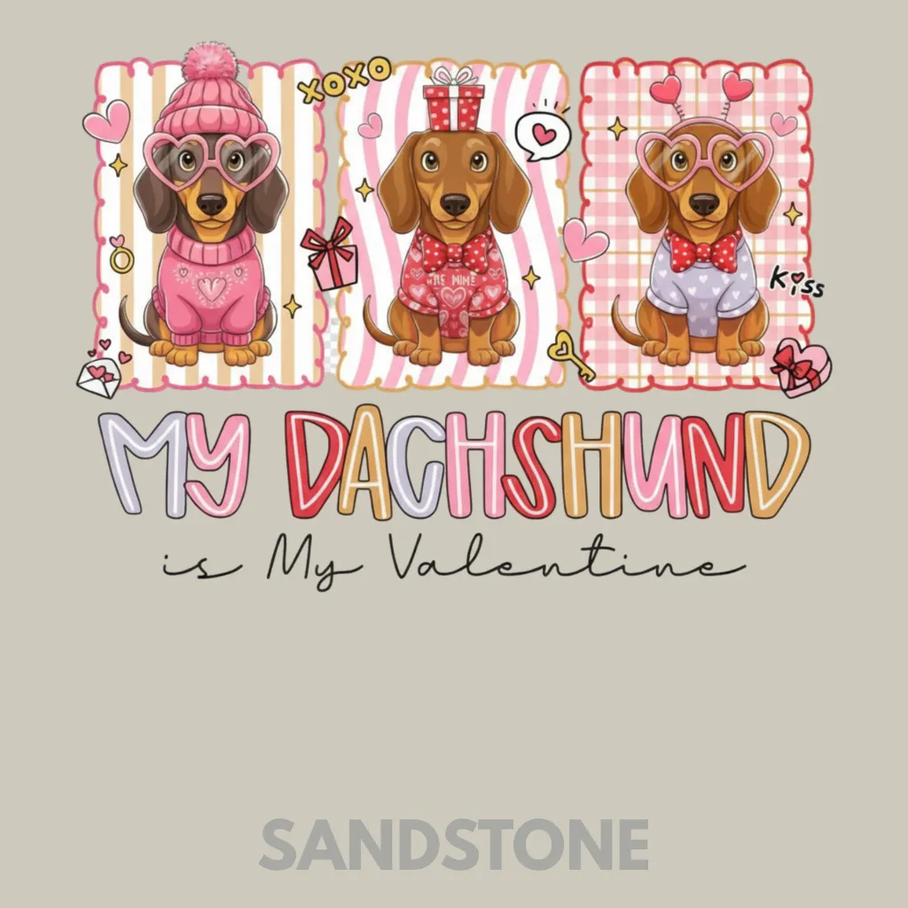 V14 - x3 Dachshund is my Valentine Sandstone_Blank.webp