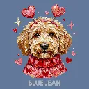 V15 - Labradoodle hand painted with sweater and headband BlueJean_Blank.webp