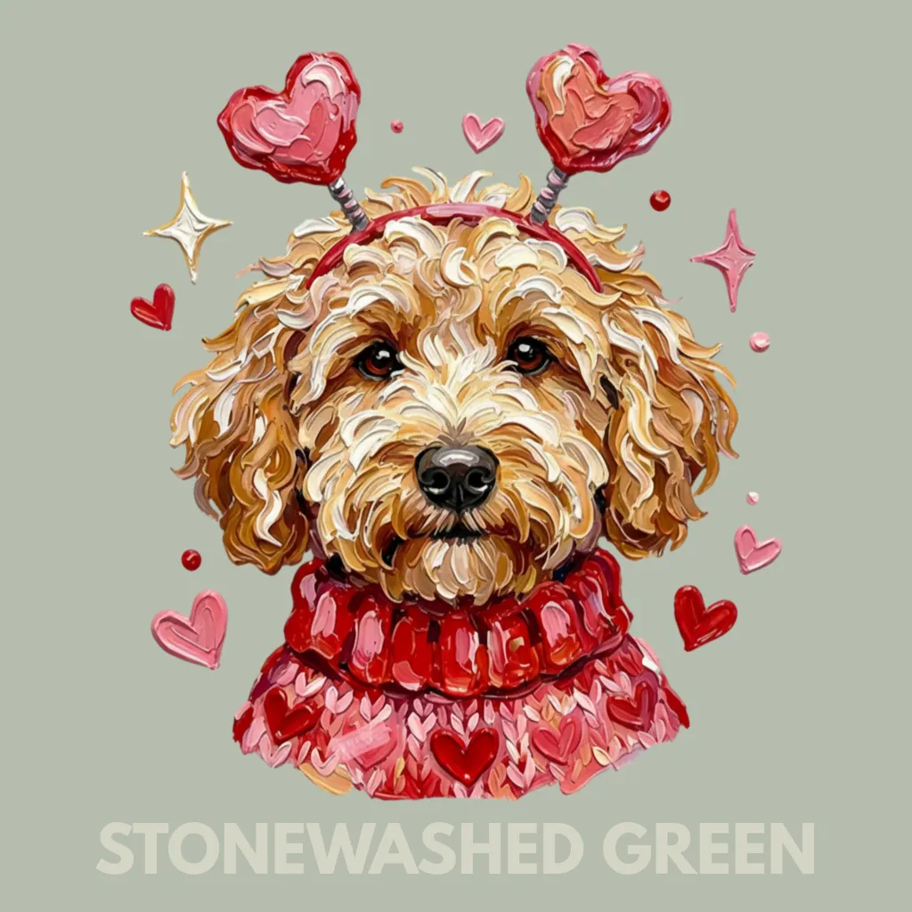 V15 - Labradoodle hand painted with sweater and headband StonewashedGreen_Blank.webp