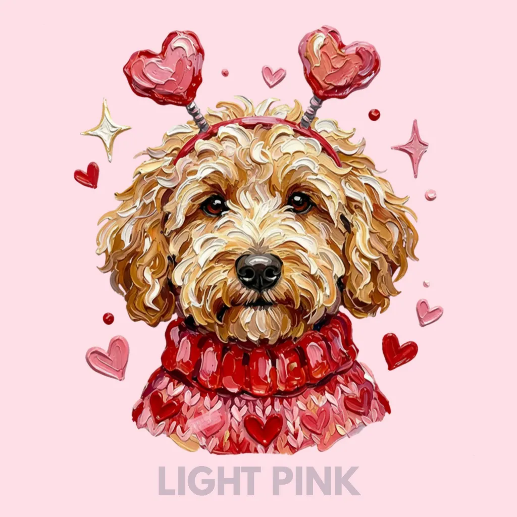 V15 - Labradoodle hand painted with sweater and headband LightPink_Blank.webp