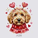 V15 - Labradoodle hand painted with sweater and headband Ash_Blank.webp