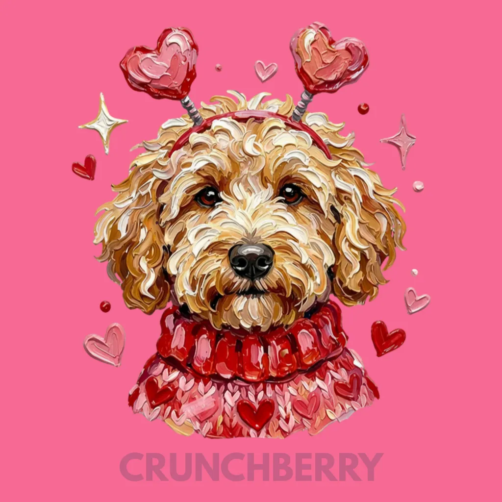V15 - Labradoodle hand painted with sweater and headband Crunchberry_Blank.webp