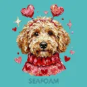 V15 - Labradoodle hand painted with sweater and headband Seafoam_Blank.webp