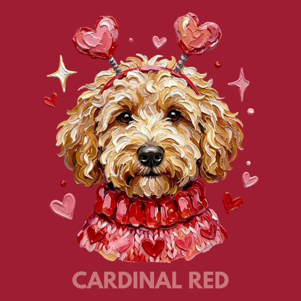 V15 - Labradoodle hand painted with sweater and headband Cardinal_Blank.webp