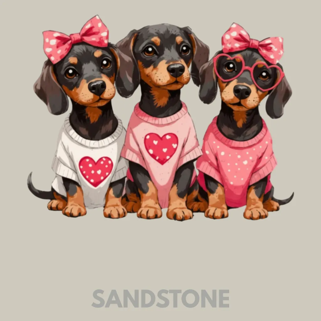 V16 - x3 retro Dachshunds Sandstone_Blank.webp