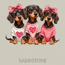 V16 - x3 retro Dachshunds Sandstone_Blank.webp