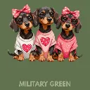 V16 - x3 retro Dachshunds MilitaryGreen_Blank.webp