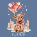 V32 - Highland Cow watercolor cityscape balloons BlueJean_Blank.webp