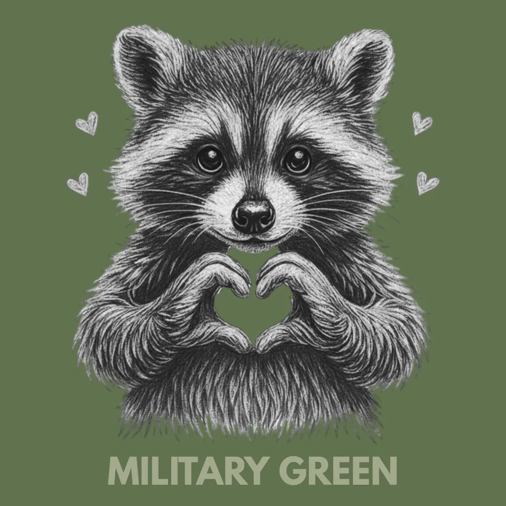 V39 - Racoon Heart Hands MilitaryGreen_Blank.webp