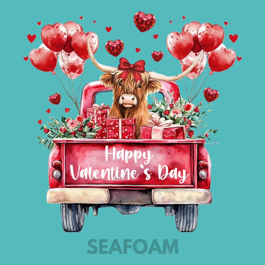 V42 - Highland Cow Valentines Truck Seafoam_Blank.webp