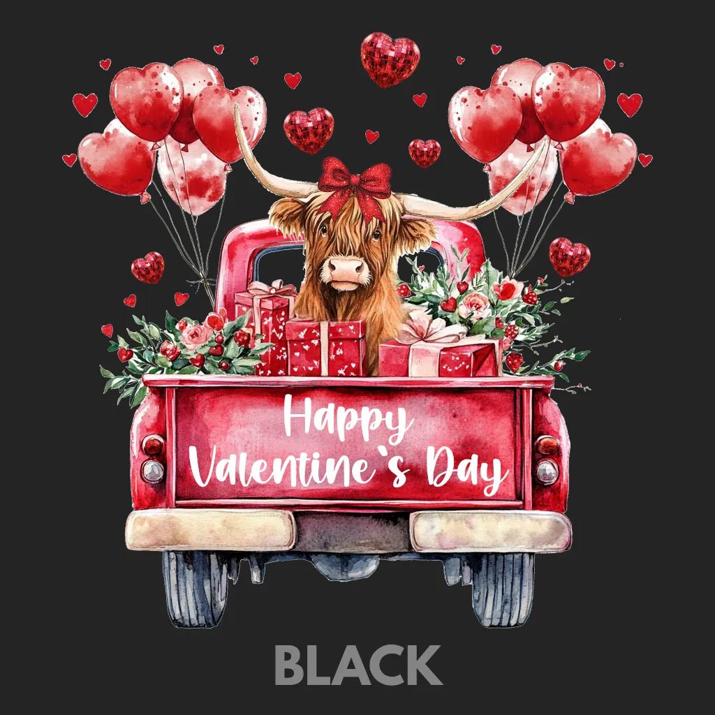 V42 - Highland Cow Valentines Truck Black_Blank.webp