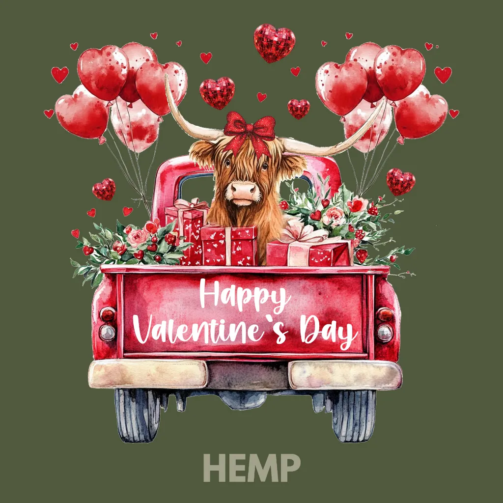 V42 - Highland Cow Valentines Truck Hemp_Blank.webp