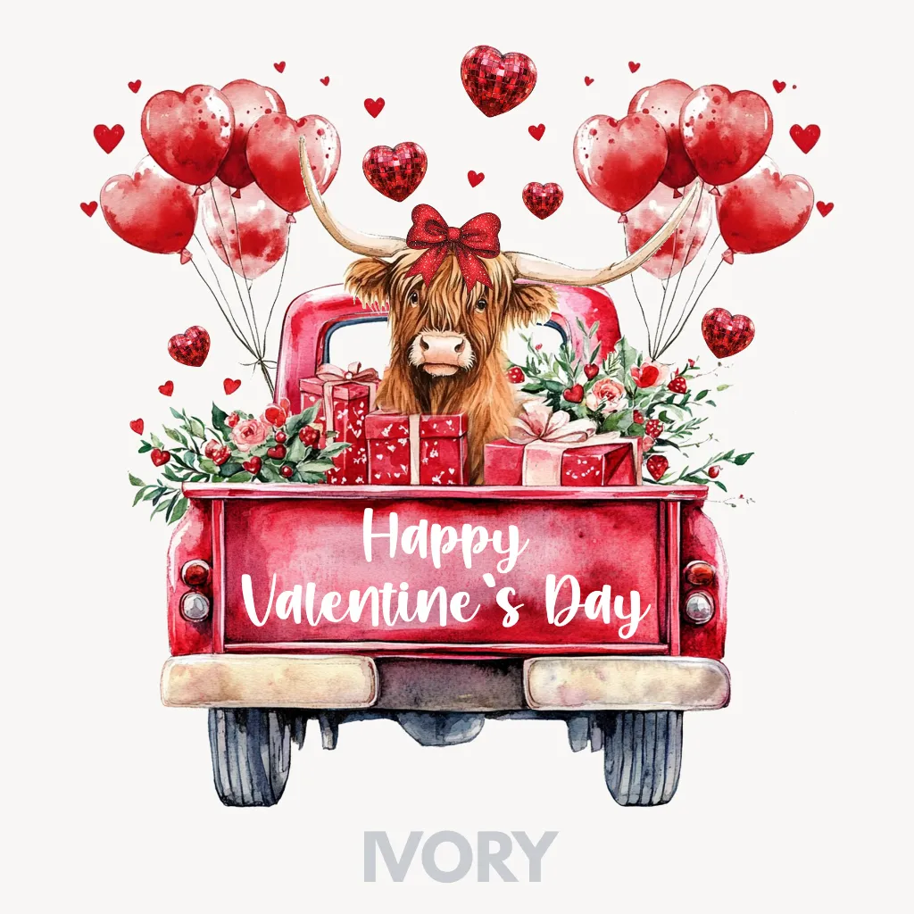 V42 - Highland Cow Valentines Truck Ivory_Blank.webp