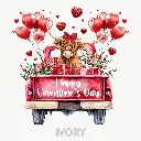V42 - Highland Cow Valentines Truck Ivory_Blank.webp