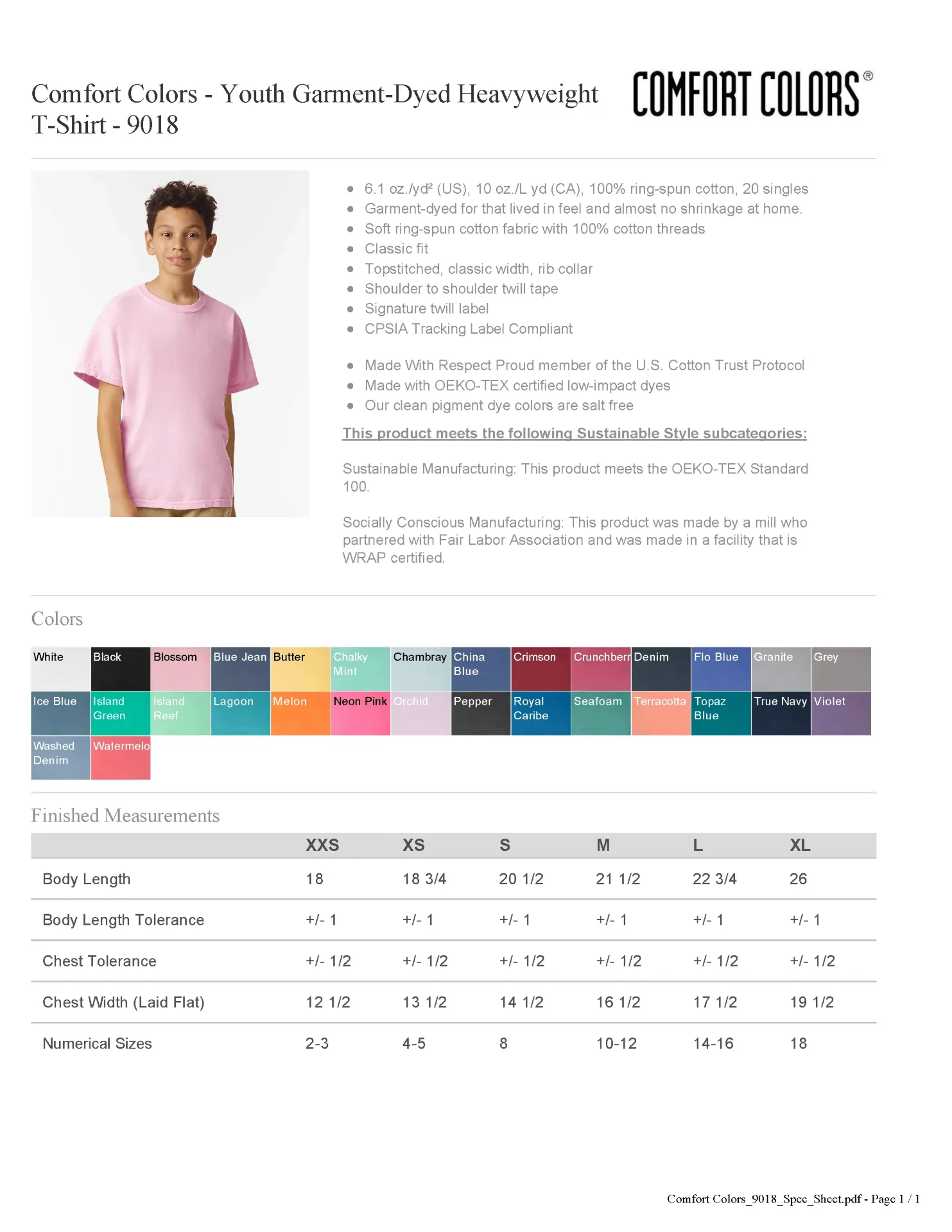 Comfort Colors - Short Sleeve Tee (Youth) (Granite, YS)