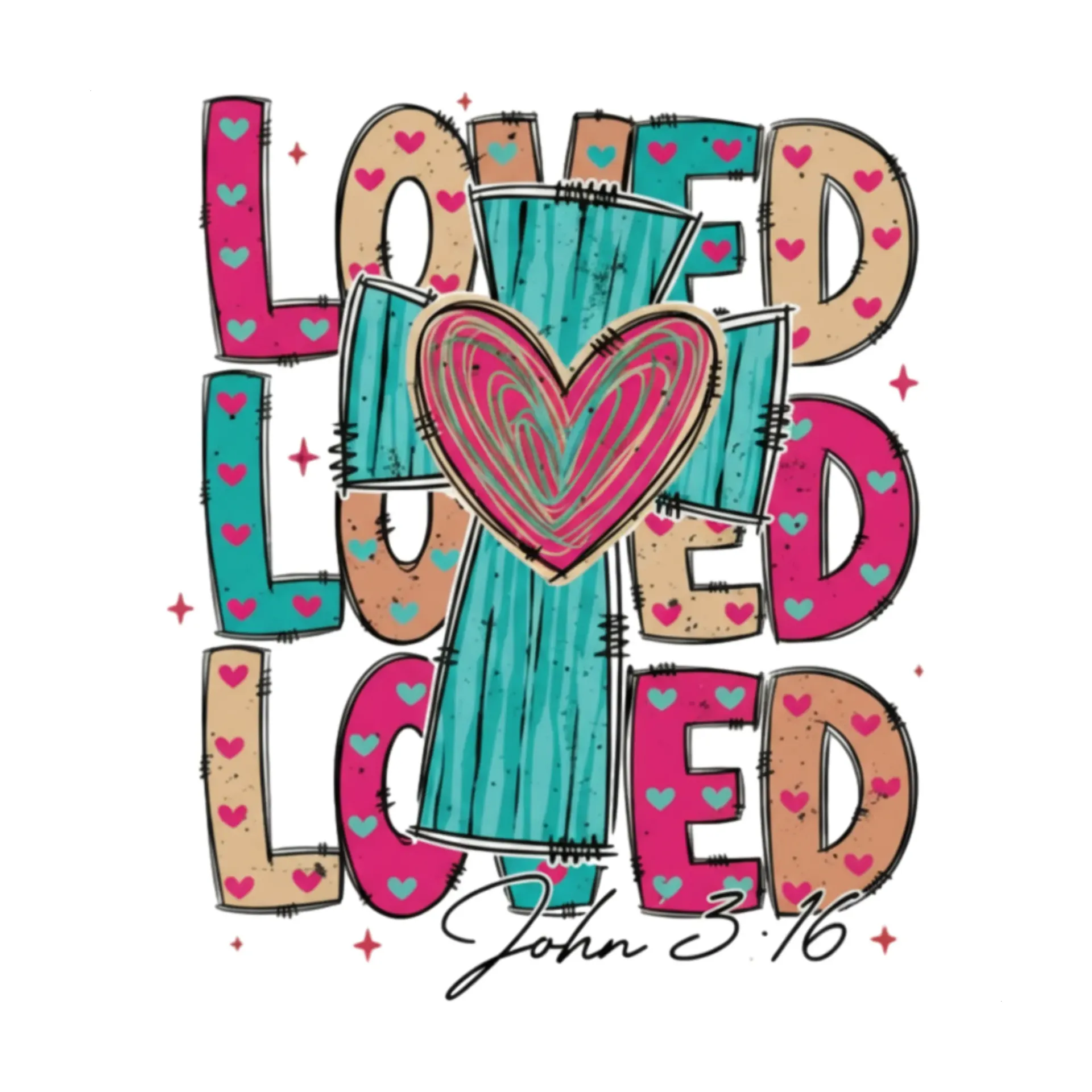 V10 - LOVED x3 with Cross - John 3:16 (teal)