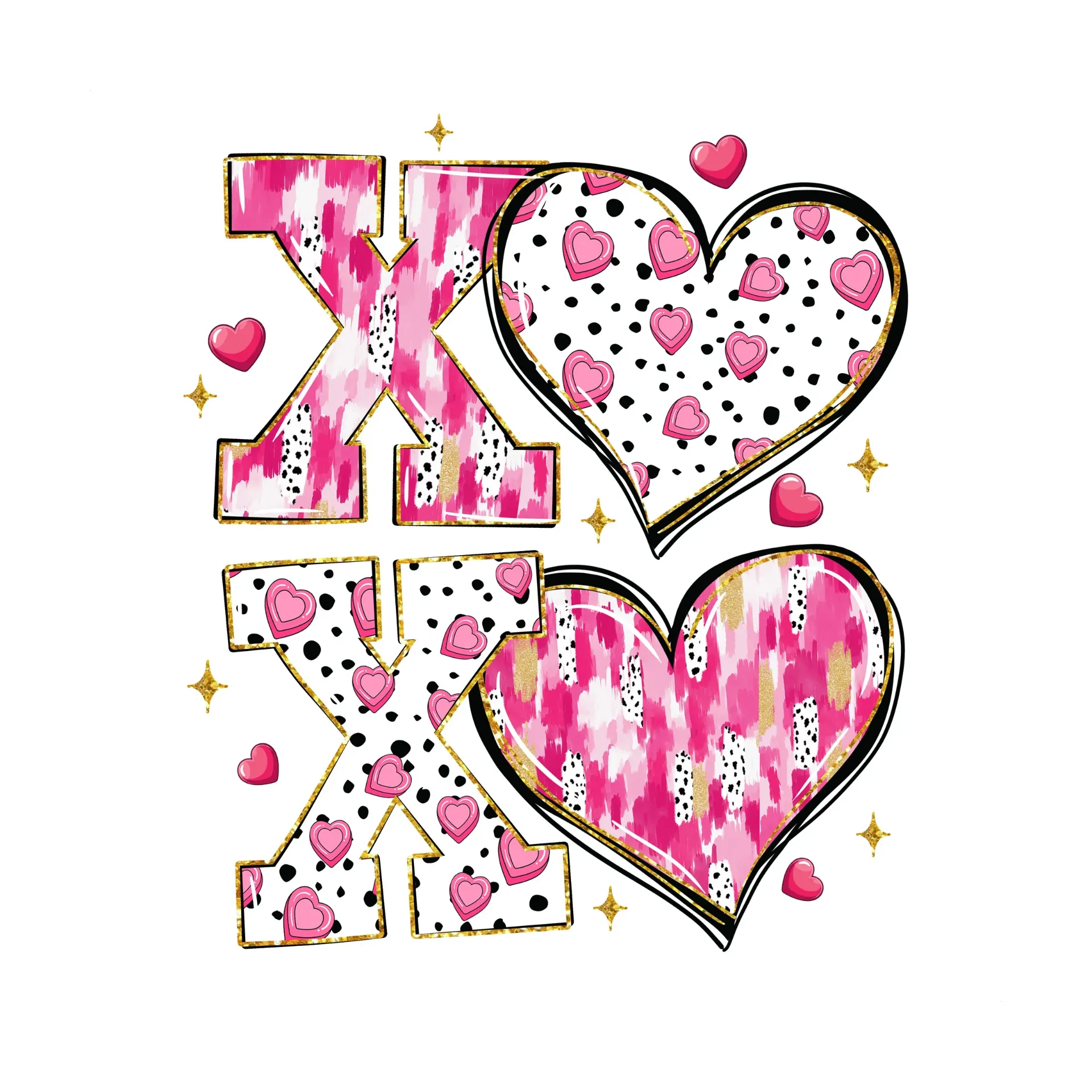 V21 - XOXO Black, white, pink, gold