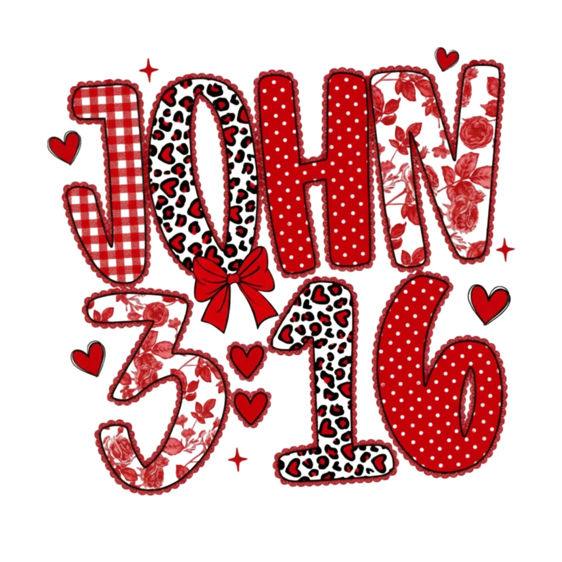 V31 - John 3:16 Red Applique